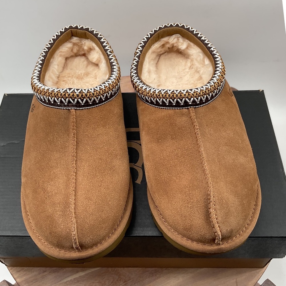 UGG Tasman Suede Slippers Chestnut Brown Embroidered 5955 Mens 8